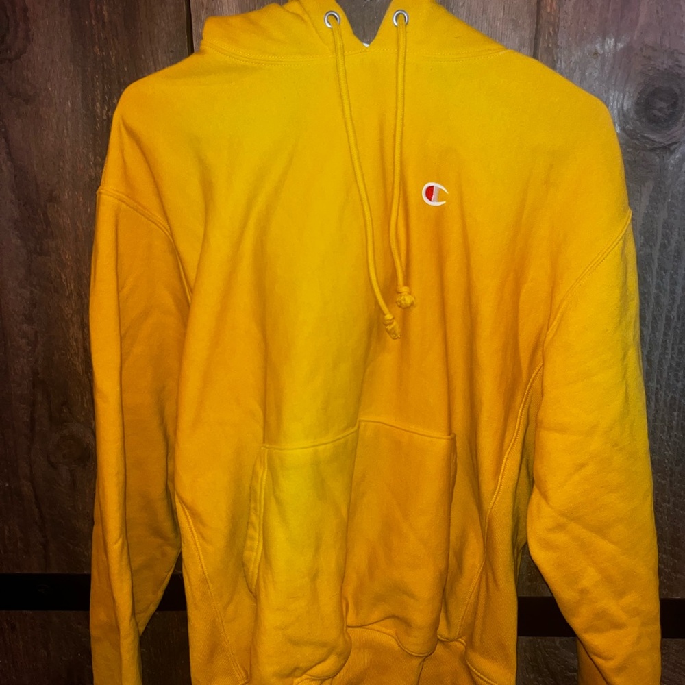 champion mens yellow hoodie